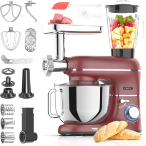 Fentic SM-1504BM Keukenrobot Foodprocessor 6,2L Mengkom Incl. Vleesmolen Blender Rood