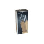 Berghoff 1315153 6-delig Messenblok met Houten Blok RVS