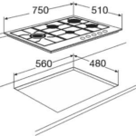 ETNA KG875RVSA Gaskookplaat met Wokbrander (75 cm) Rvs